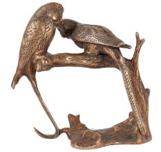 Brass Parrot Love Birds on Tree Showpiece