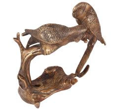 Brass Parrot Love Birds on Tree Showpiece