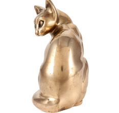Sitting Brass Cat Figurine For Gifting