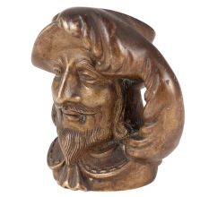 Brass Pirate Head  Pen Holder Mug In Antique Finish
