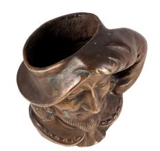 Brass Pirate Head  Pen Holder Mug In Antique Finish