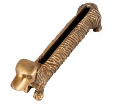 Brass Dachshund Dog Card Holder