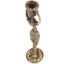 Brass Tribal Lady Statue With Basket On Head