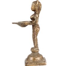 Brass Deeplaxmi Holding Diya In Antique Finish