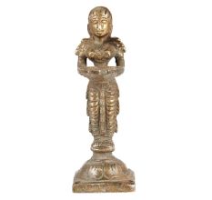 Brass Deeplaxmi Holding Diya In Antique Finish