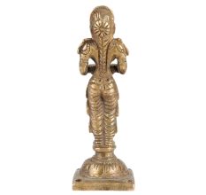 Brass Deeplaxmi Holding Diya In Antique Finish