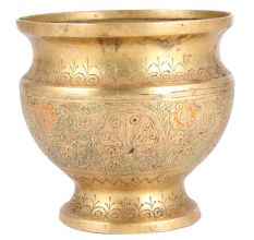 Brass Carved  Planter Flower Plant Pot