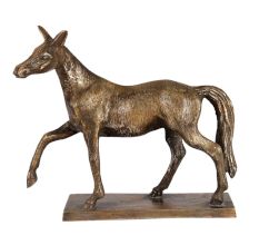 Brass Prancing Horse Statue With Intricate Design