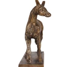 Brass Prancing Horse Statue With Intricate Design