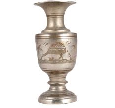 Brass Flower Vase With Bird Coconut Tree Motif