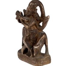 Brass Krishna Statue With Cow In Dark Finish