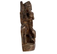 Brass Krishna Statue With Cow In Dark Finish
