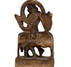 Brass Krishna Statue With Cow In Dark Finish