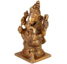 Brass Lord Ganesha Statue In Antique Finish
