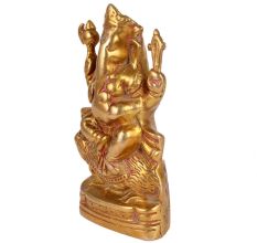 Brass Ganesha Idol seated On A Big Rat
