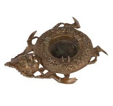 Brass Tibetan Deity Ash Tray