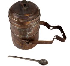 Brass Tiffin Box Or Dabba With Spoon