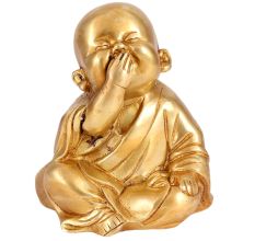 Golden Brass Laughing Buddha Monk Statue