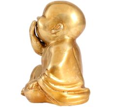 Golden Brass Laughing Buddha Monk Statue