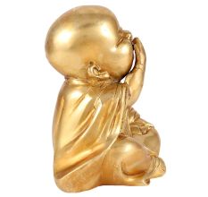 Golden Brass Laughing Buddha Monk Statue