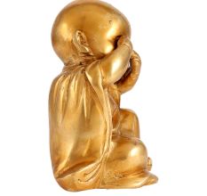 Golden Brass Monk Sees No Evil Statue