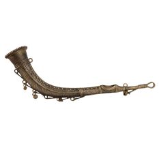 Brass Dhokra Tribal Trumpet In Dark Finish