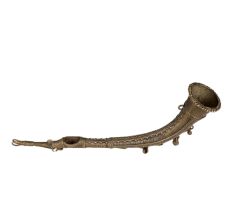Brass Dhokra Tribal Trumpet In Dark Finish