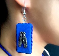 Blue MetallicÂ NeckpieceÂ WithÂ EarringsÂ Set
