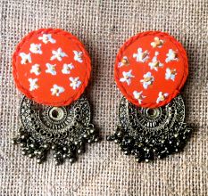 Orange MetalicÂ CombinationÂ NeckpieceÂ WithÂ EarringsÂ Set