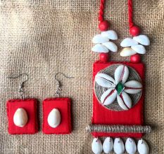 Red KaudiÂ CombineÂ NeckpieceÂ WithÂ EarringsÂ Set