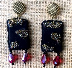 Black Red Combination Neckpiece With Earrings Set