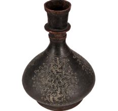 Brass Lamp Hookah Base With Engraved Floral Pattern