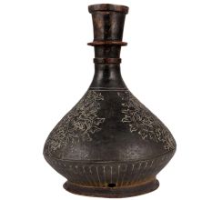 Brass Lamp Hookah Base With Engraved Floral Pattern