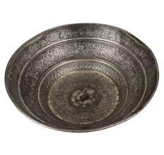 Copper Bowl In Stepped Floral Pattern