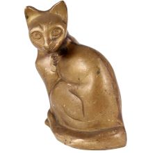 Brass Sitting Cat Statue