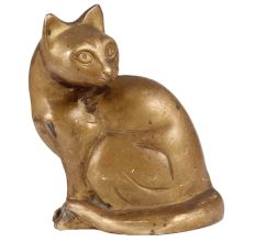 Brass Sitting Cat Statue
