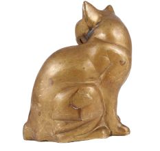 Brass Sitting Cat Statue