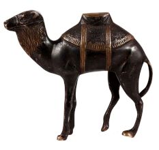 Brass Standing Camel Statue In Black Finish