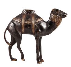 Brass Standing Camel Statue In Black Finish