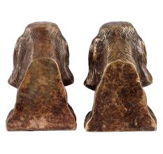 Brass  Dachshund Dog Face Bookends In Dark Finish