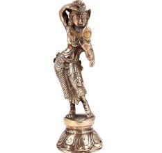 Brass Statue of Apsara Looking Into The mirror