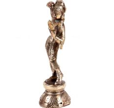 Brass Statue of Apsara Looking Into The mirror