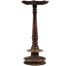 Indian7 Faceted Brass Oil Lamp From South India