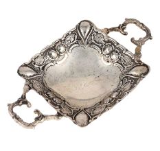 Square Brass Serving Tray With Handles And Old Nickel Finish