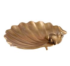 Brass Scalloped Shell Trinket Dish With Fish Motif