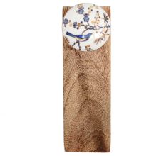 Blue Bird Golden Berry Ceramic Floral Wooden Door Stopper