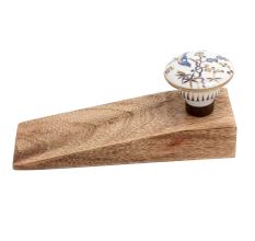 Blue Bird Golden Berry Ceramic Floral Wooden Door Stopper