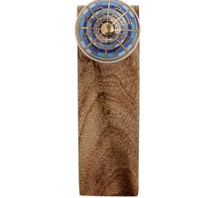 Blue Sapphire Hue Golden Pattern Ceramic Wooden Door Stopper