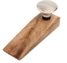 Golden Border Pattern Flat Ceramic Wooden Door Stopper