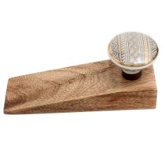 Golden Border Pattern Flat Ceramic Wooden Door Stopper
